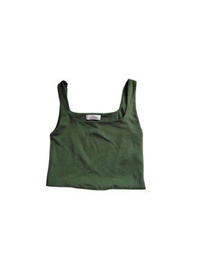 Babaton Contour Womens Green Cropped Tank Top Square Neckline Stretchy *Size*